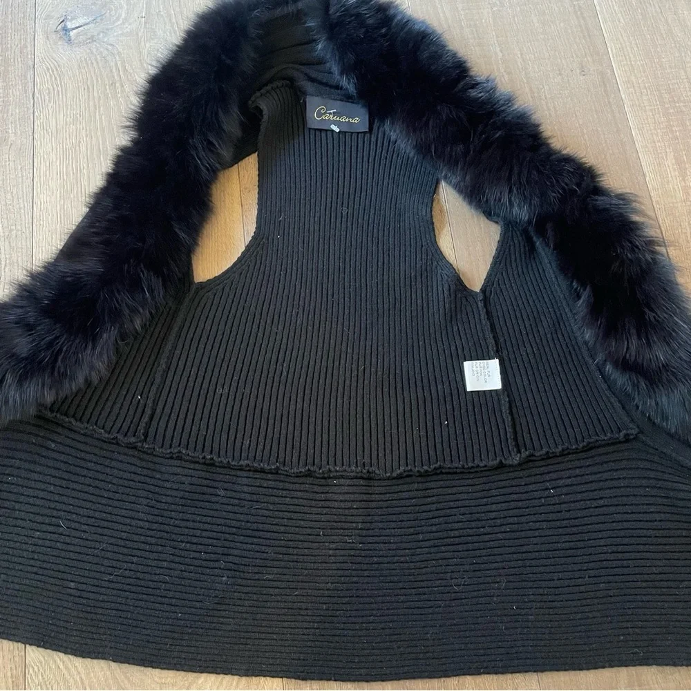 Caruana Real Fox Fur Open Vest Women Black (Size M) - Picture 6 of 9
